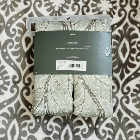 Threshold Neutral Climbing Floral Curtains 84" - Picture 2 of 5